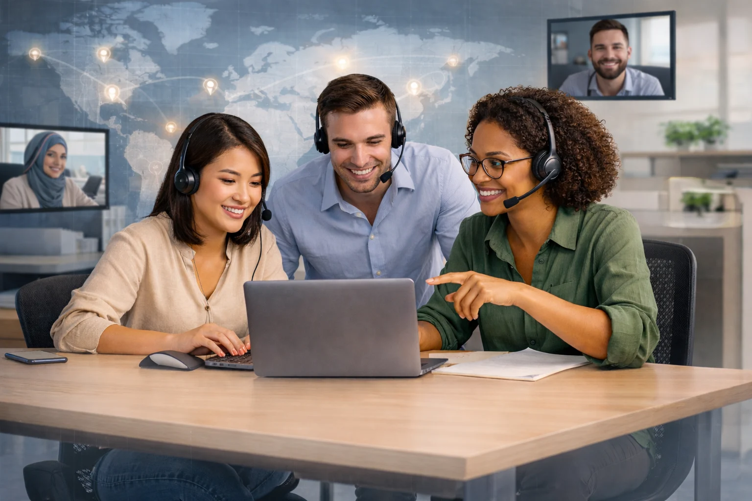 Teamwork in a modern office